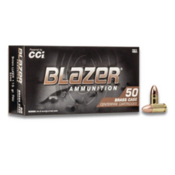 CCI Blazer Brass 9mm 115 gr FMJ 5200 Full Case - 1000 Rounds